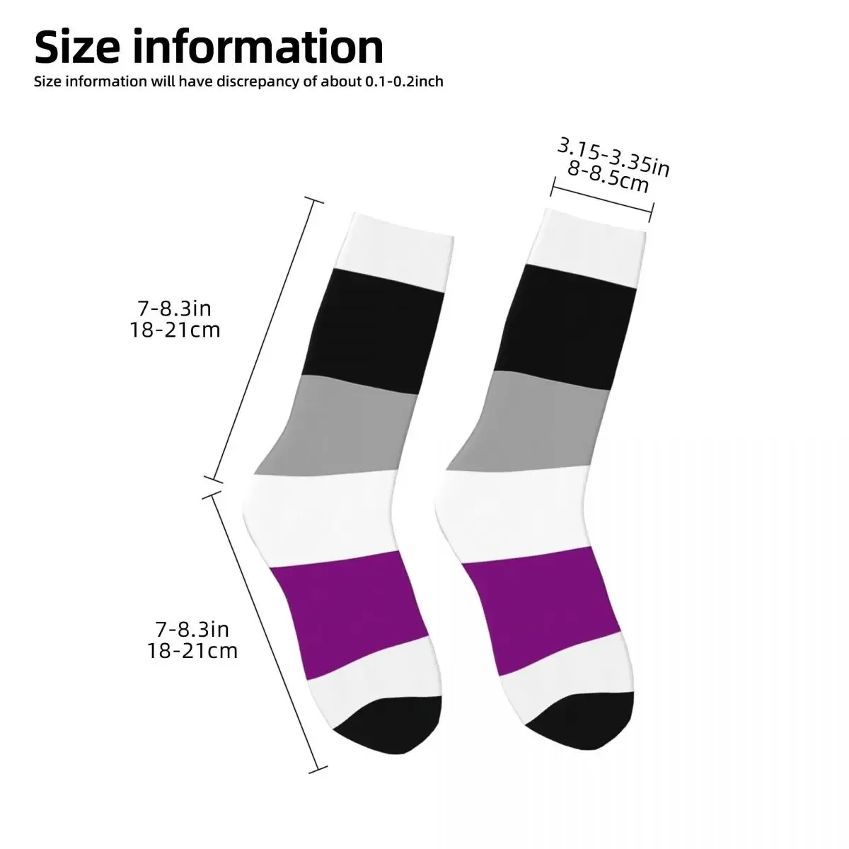 Asexual Flag Socks Harajuku Super Soft Stockings All Season Long Socks Accessories for Unisex Gifts