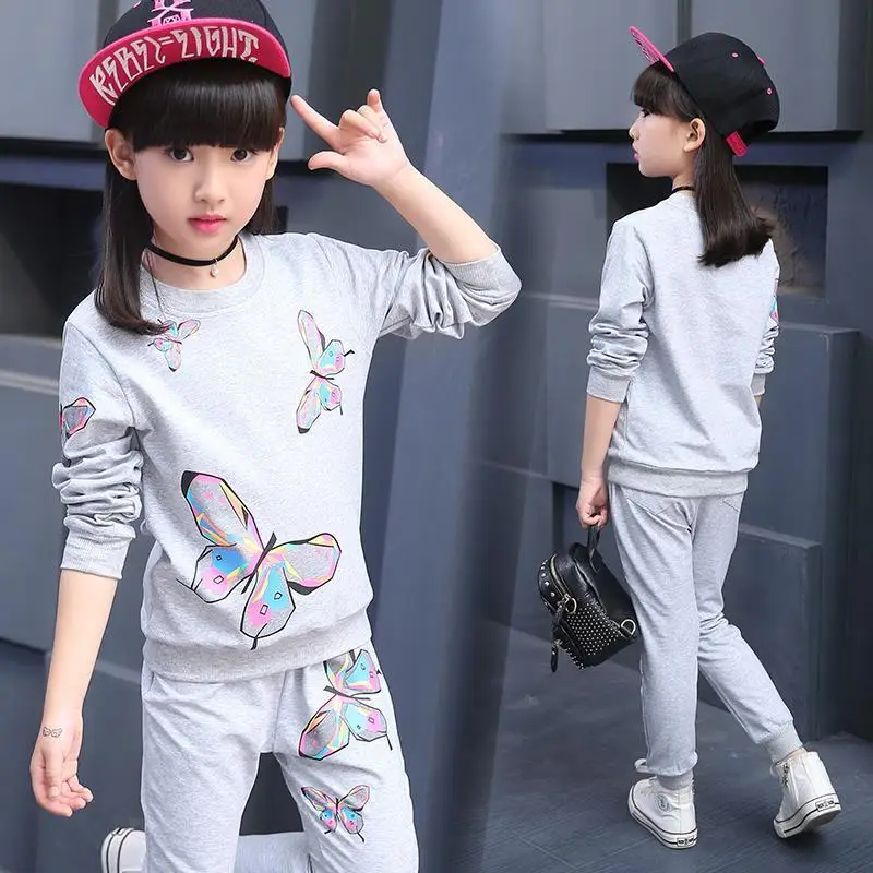 Children Sets New Spring and Autumn Kids Underwear O-Collar Warm Suit Casual Fashion Clothes Baby Girls 2 8 9 10 11 12 Years Old