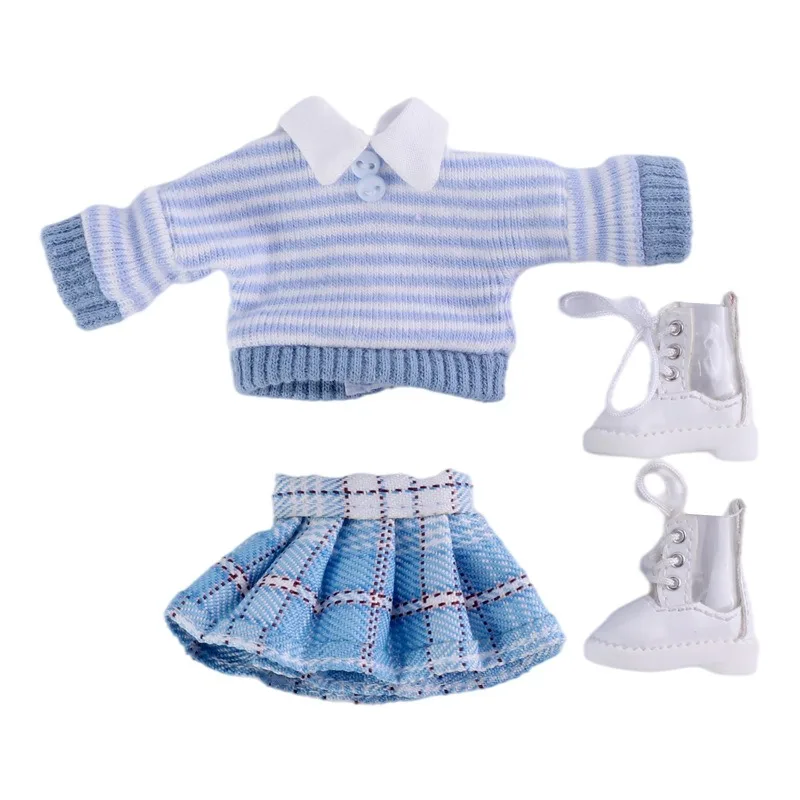 ob11 baby dress striped turtleneck sweater skirt suit 1/12 plain body doll clothes doll accessories