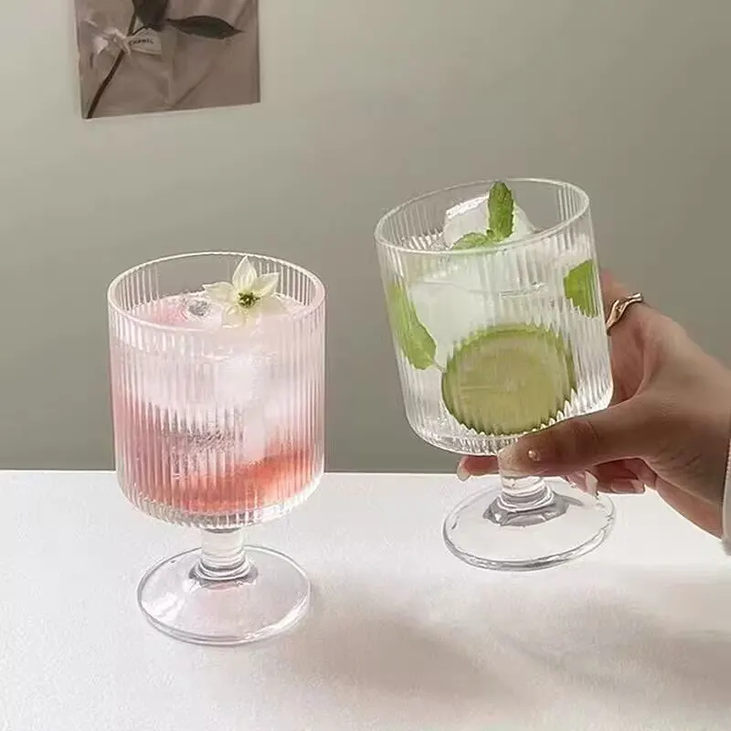 Tazas de cristal de alto nivel de apariencia, tazas de cóctel ligeras de lujo de alta gama, copas de vino tinto para el hogar, vasos altos, taza de jugo de bebida