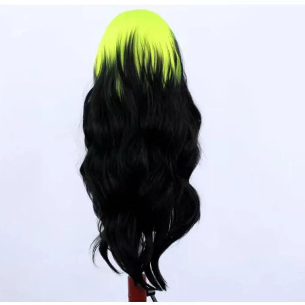 Webster Synthetic Lace Front Wig Ombre Green Body Wave Pre Plucked Wig For Black Women With Natural Hairline Lace Frontal Wigs