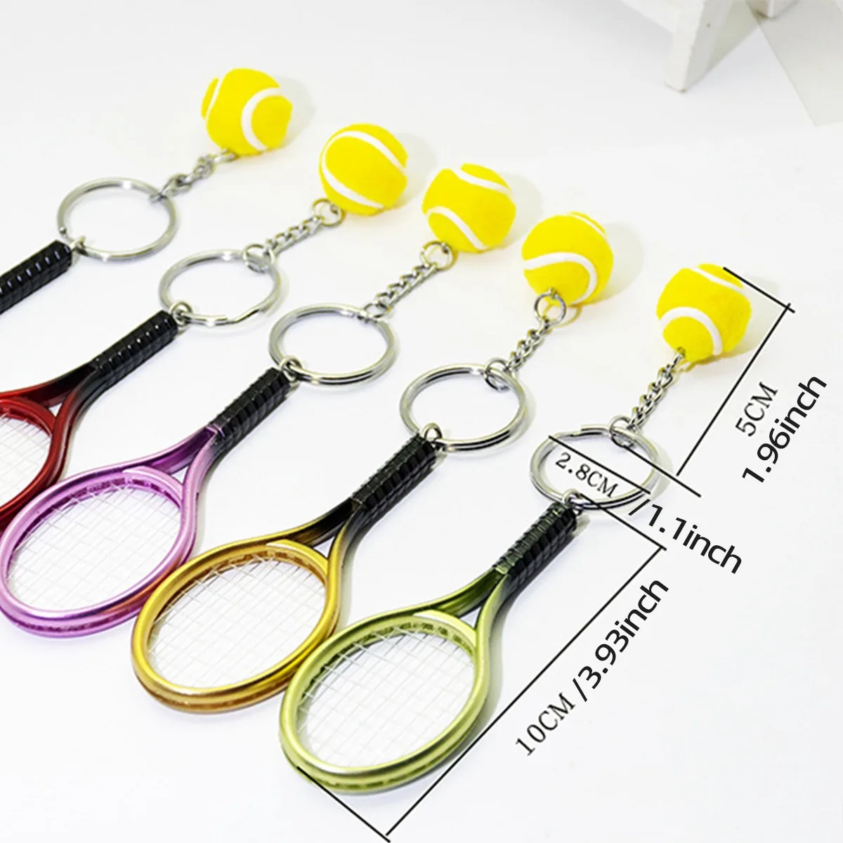 Mini Tennis Racket Pendant Keychain Cute Sport Keyring Key Chain Ring Finder Holer Accessories Gifts for Teenager Fan