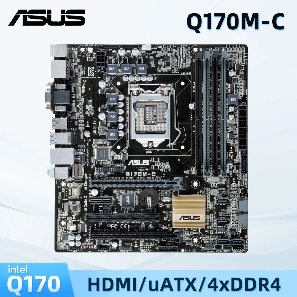 

ASUS Q170M-C Micro ATX Motherboard Intel Q170 LGA 1151 Socket Supports for Core i3 6100 6300 7100 i5 6400 6500 7500 i7 6700 7700