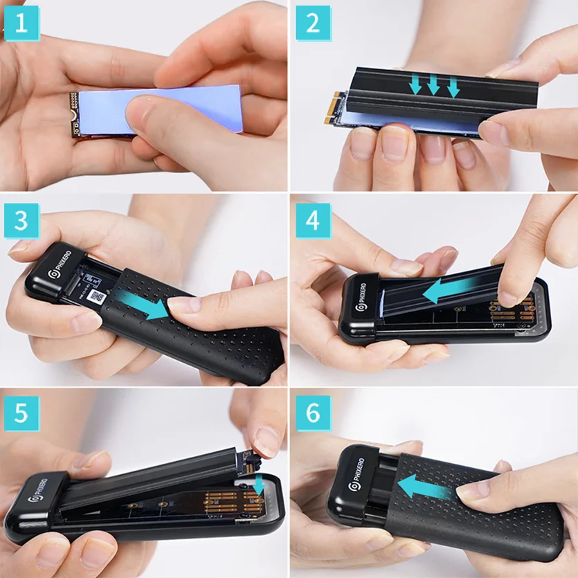 PHIXERO M.2 NVME SSD Enclosure NGFF SATA custodia esterna M2 USB 3.1 tipo C 6Gbps 10Gbps B/M Key HD Storage Box House per PC Laptop