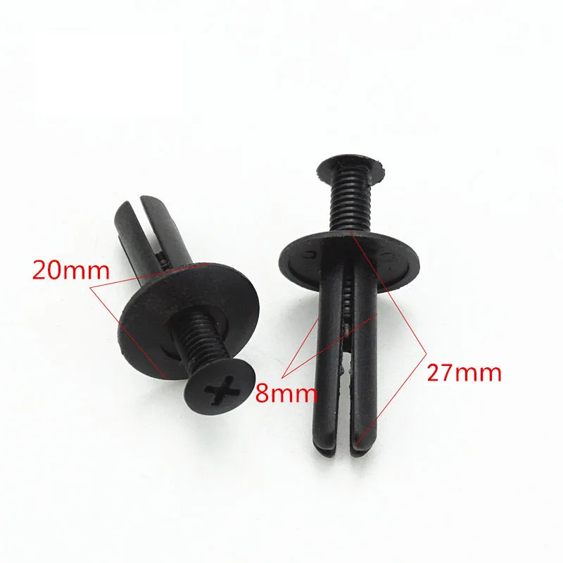 50Pcs Automobile 8mm Hole Plastic Rivet Fastener Buckle Expansion Screw Fender Fixing Buckle Door Trim Plastic Screws Clip