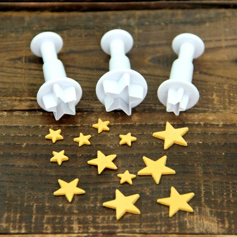 Mini Star Flower Plunger Cutter Fondant Biscuit Embossed Stamp Mold Cookies Cutter Diy Cookie Tool Cake Baking Decorating Tool