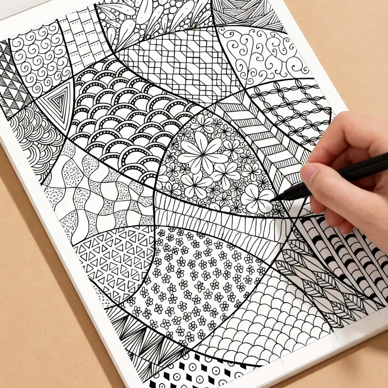 A Healing Cartoon Graffiti Themed Coloring Book,  Immersive Drawing Book, Flip Up and Down Pages, 24 Pages High-definition Paper