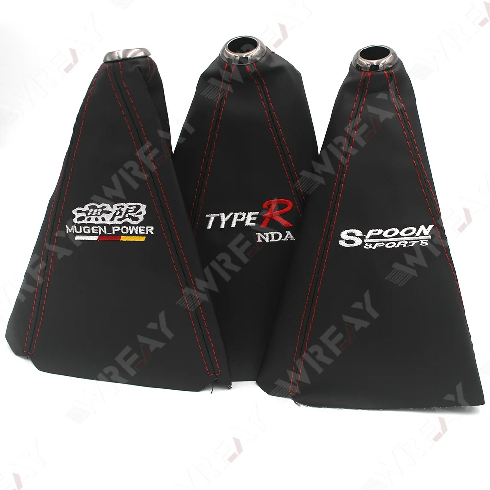 

Mugen/Spoon/Type-R Car Racing Gear Shift Knob Collar Soft PU Leahter Gear Shifter Knob Cover Boot For Honda Style