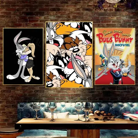 Miniso Disney Looney Tunes Canvas Poster Wall Art Home Decor Room Decor Digital Painting Living Room Restaurant Kitchen Art