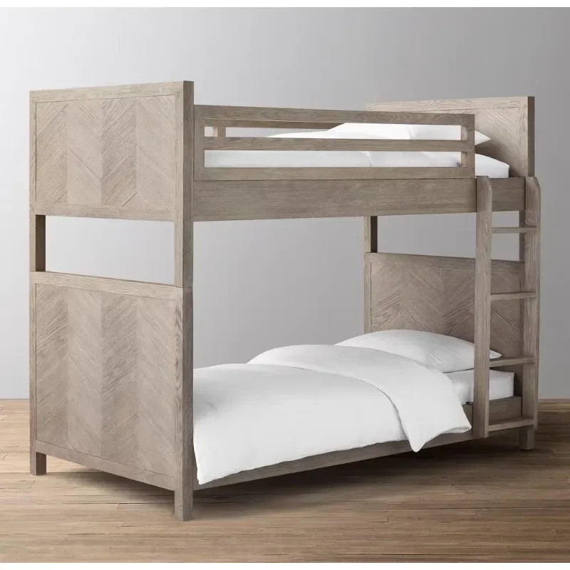 Modern simple spell upper and lower high and lower children and mothers double-layer oak bed chest series customization