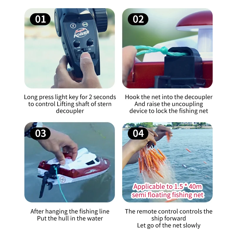 2025 ใหม่ RC เรือตกปลา 2.4G กันน้ํา 35 กม./ชม.เรือแข่งความเร็วสูงไฟ LED สีสัน RC Speedboat 3000mAh แบตเตอรี่