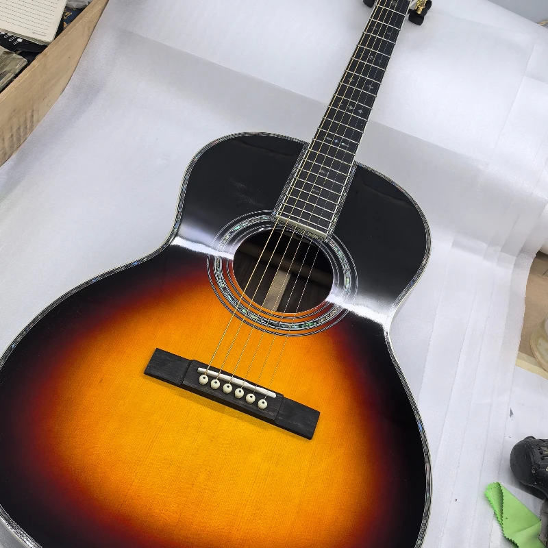 38 Inch Sunset 00042 VS Acoustic Guitar Color Stripe Rosewood Spruce Solid Top Full Shell Edge Advanced Version Free Delivery