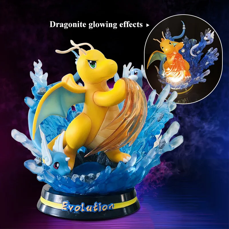 

Pokemon Figure Gk Evolution Of Dragonite Scene Action Figure Figurine Collect Ornaments Model A Glowing Desk Decor Children Gift
