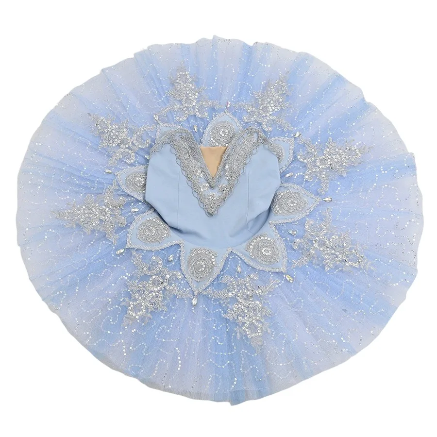 Blu Bambino Bambini Balletto Costume di danza Tutu di balletto professionale Ragazze Bianco Lago dei cigni Piatto Pancake Tutu Ballerina Abito da festa