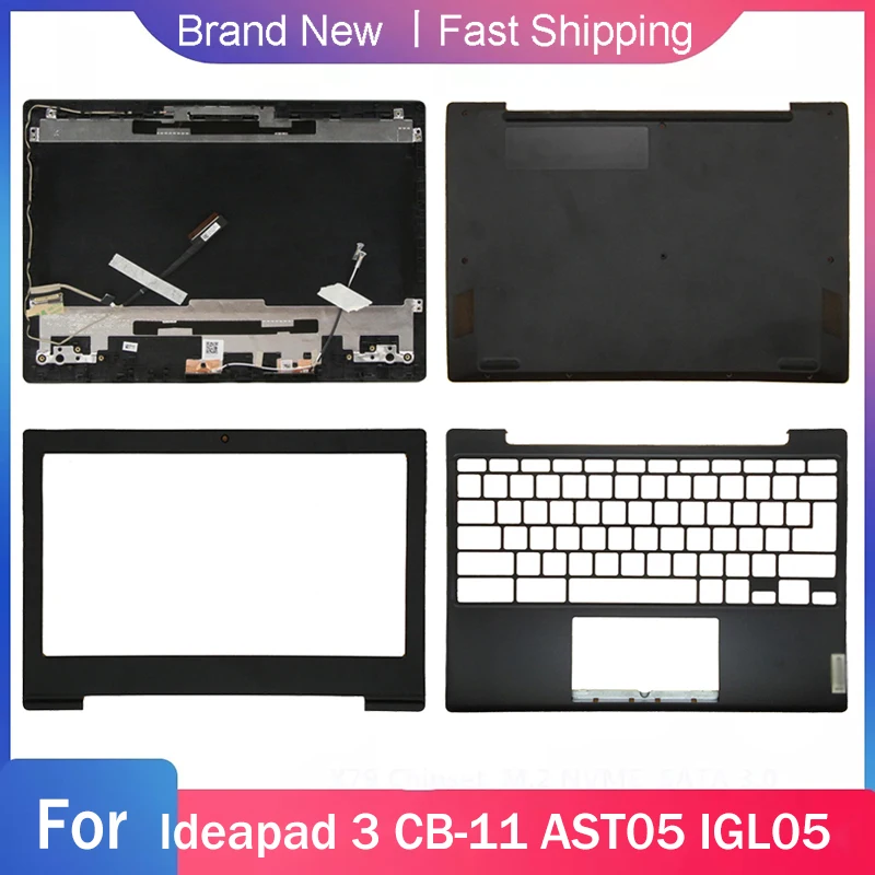 New Bottom Base Case For Lenovo Ideapad 3 CB-11 AST05 IGL05 Series Laptop LCD Back Top Cover Front Bezel Palmrest Upper Black