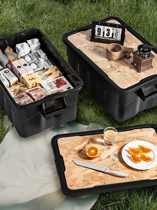 

Большой уличный ящик для хранения с деревянной крышкой, органайзер для багажника автомобиля Thor Industrial Sle, для использования на улице