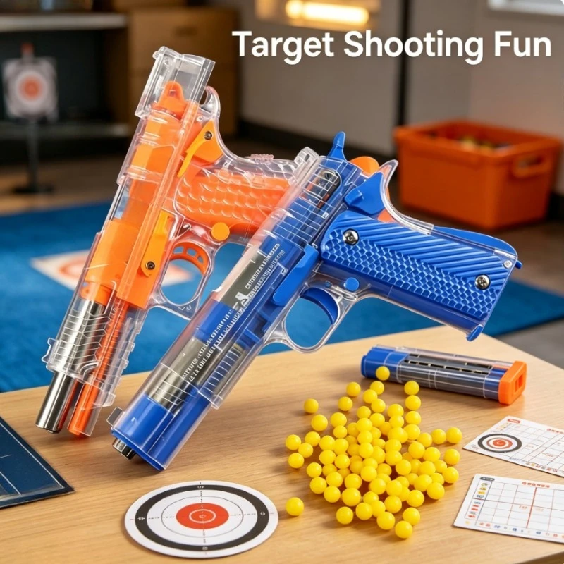 Kids M1911 Toy Gun, Empty Chamber Hanging, Quick Disassembly Manual, Lower Magazine BB Bullet Toy for Boys