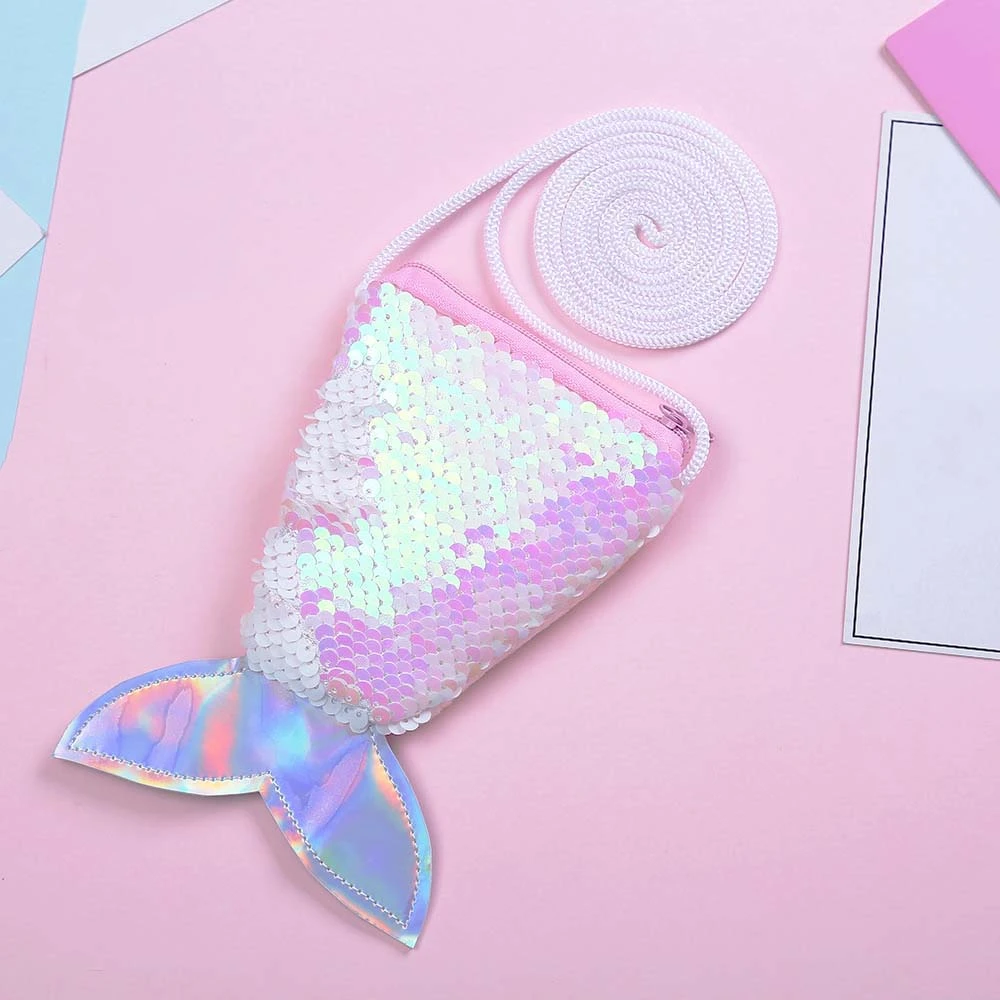 

Money Pouch Mermaid Tail Sequin Coin Purse Sundries Bag Fish Tail Girls Sequin Crossbody Bag Storage Protective Case