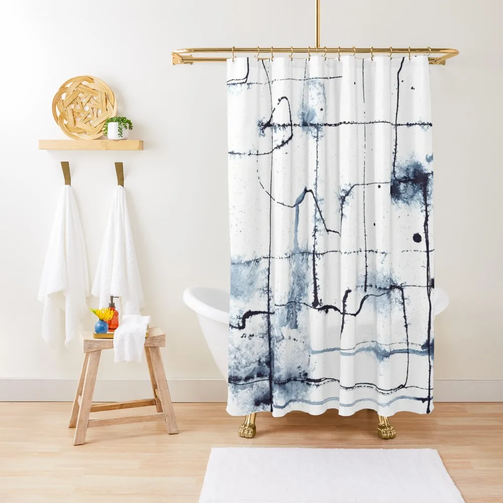 

Индиго абстрактный рисунок линии искусственная занавеска для душа шибори водонепроницаемая занавеска для ванны и защиты от плесени современные аксессуары для ванной комнаты