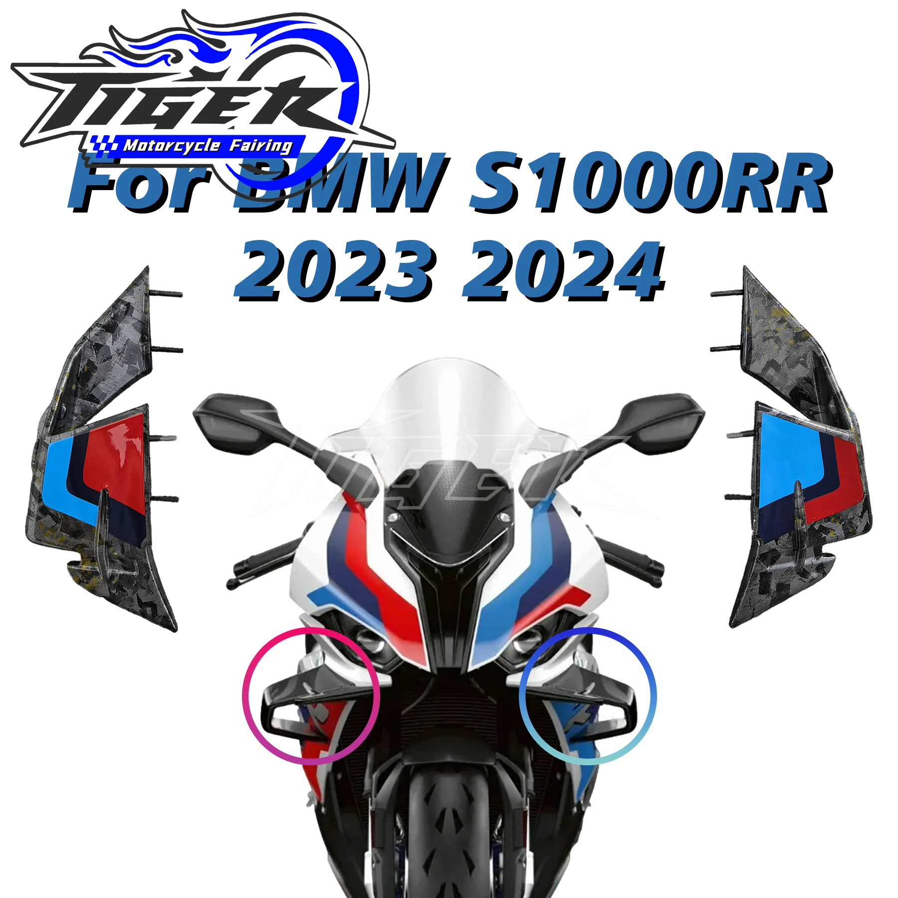 Aileron de carénage de moto pour BMW S1000RR 2022-2025, pare-brise, aileron de carénage fixe, côté avant, aérodynamique