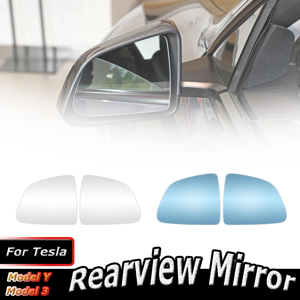 L/R 800R Wide-Angle Large Field of View Rearview Mirror Replacement Glass Lens for Tesla Model Y 3 Rearview Mirror Replacement