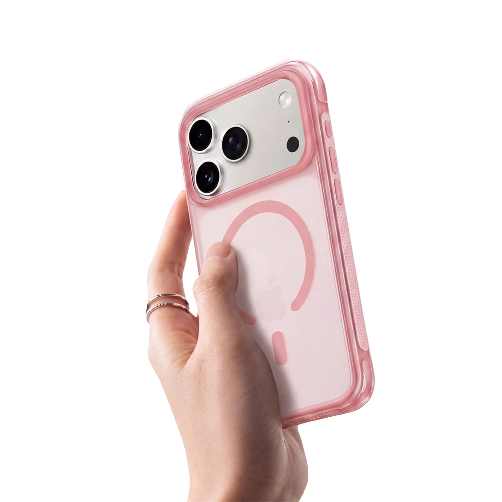 Matowe, półprzezroczyste etui z magnetycznym bumperem w cukierkowych kolorach do iPhone 18 17 16 Pro Max, kompatybilne z MagSafe, z przyciskiem na aparat, z poduszką powietrzną, odporne na wstrząsy. — zdjęcie produktu 6