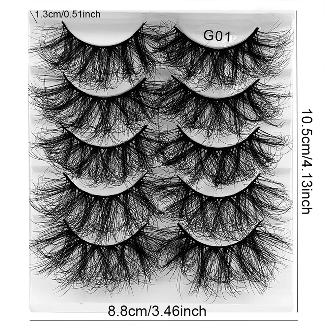 ขนตาปลอมขนาด 25 มม./0.98 นิ้ว 5 คู่ ขนตาปลอมธรรมชาติ 8D ปุย ขนตาปลอมหนาและเกินจริง