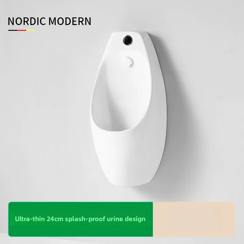 Compact Wall Hung Ceramic Men Urinal Hand Press Flush Deodorant Water Saving Household Washroom Male Standing Toilet