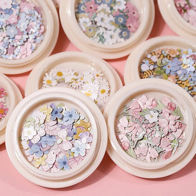 50 Piezas/Caja de Flores de Pulpa de Madera, Chips para Rellenar Moldes de Resina Epoxi, Resina UV, Flores Decorativas de Papel, Accesorios para Manualidades y Joyería