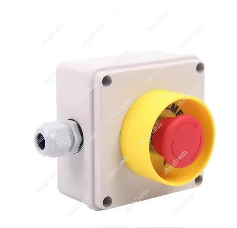 One emergency stop button box next to the machine, emergency stop control complete set of junction boxes
