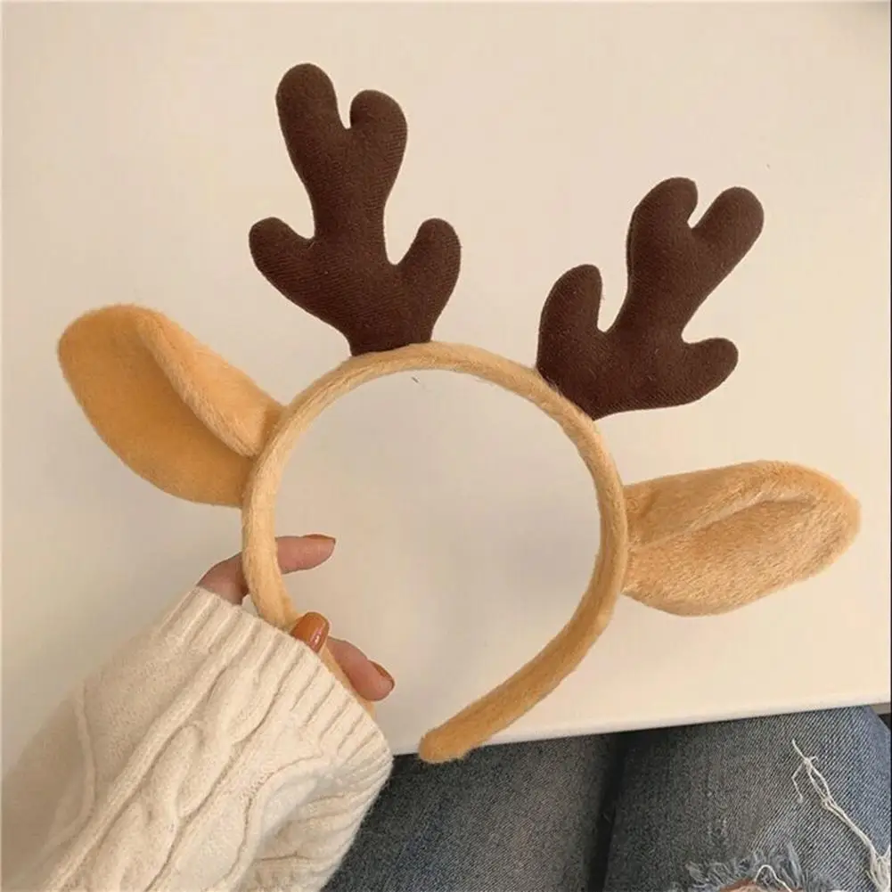 Merry Christmas Cartoon Headband Santa Hat Antler Headband Xmas Headgear For Kids Adults Plush Hairband Christmas Decorations