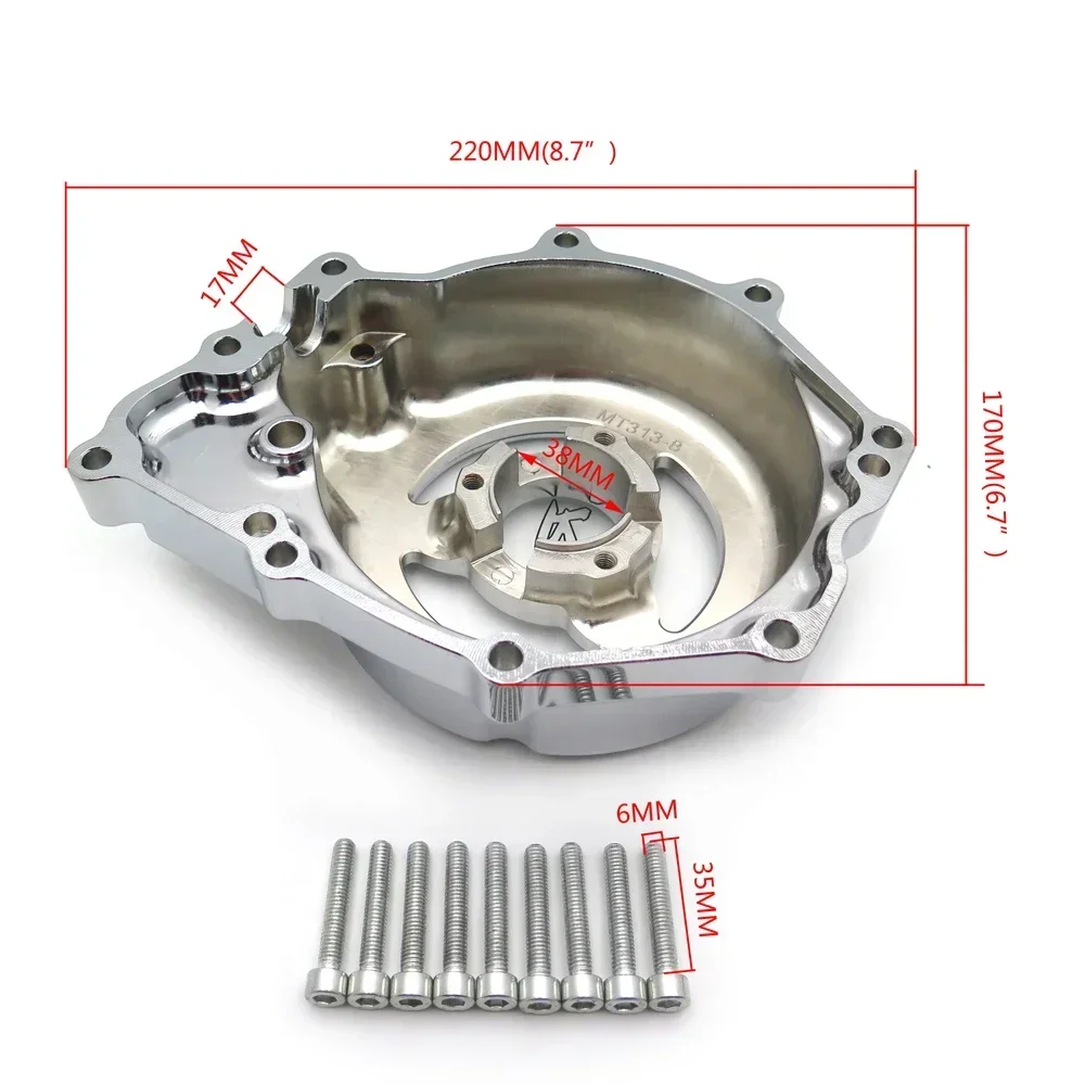 for Yamaha YZF-R6 2006-2022 Black Left Side Bule LED Engine Stator Cover See Through Aftermarket Motorcycle Parts