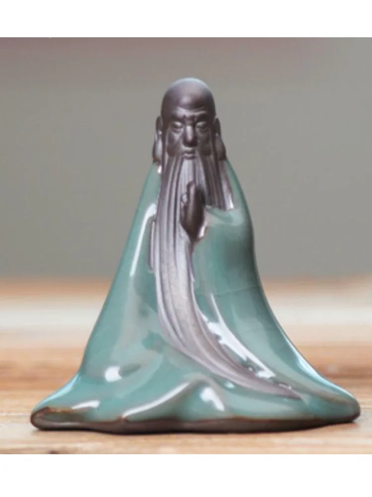 Yixing Zisha Pottery Buddhism Square Zhang Old man Figurines Statue 2.5