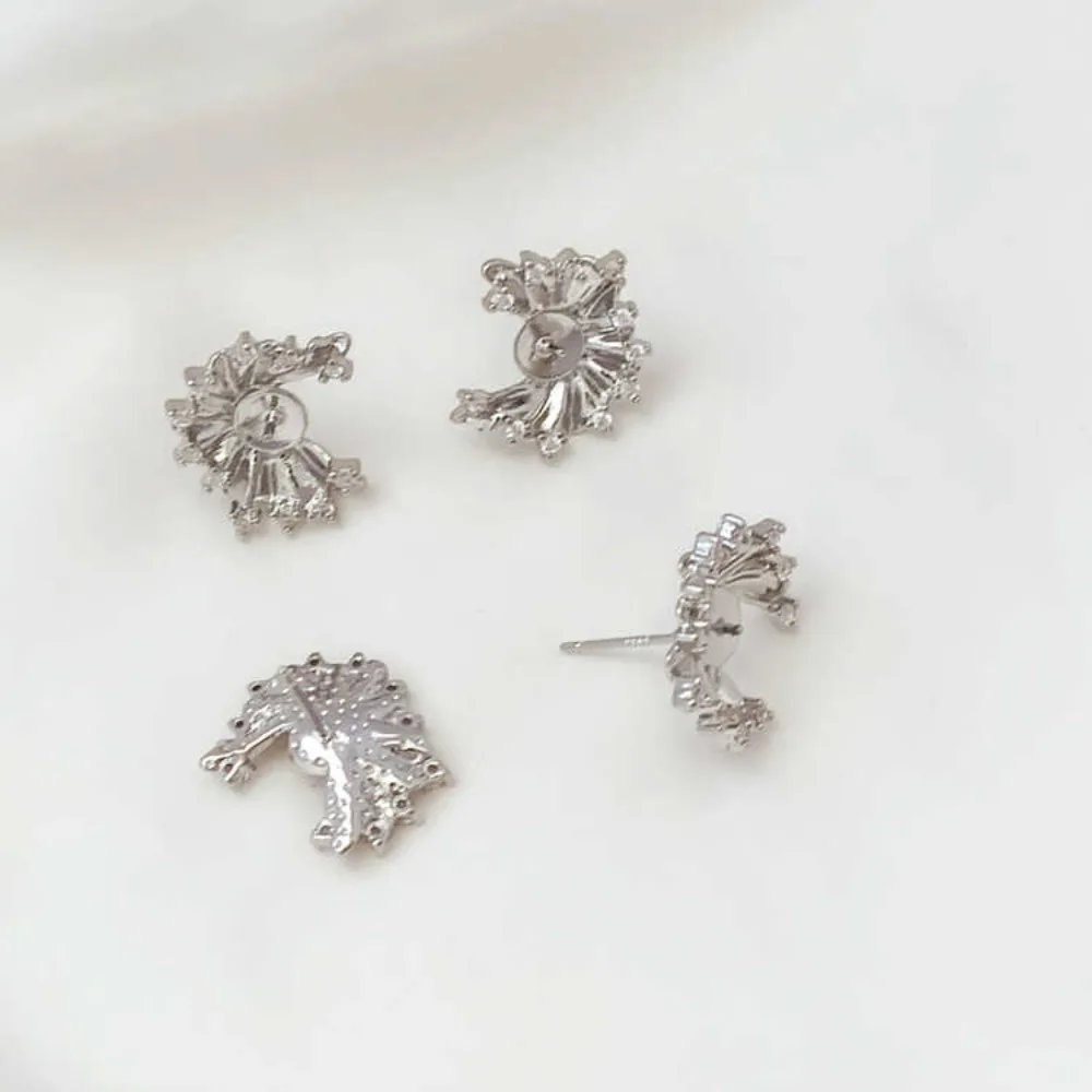 14K Copper-clad Gold Micro-inlaid Zirconium Five-leaf Flower Hollow Pendant S925 Silver Ear Stud DIY Earrings and Earrings