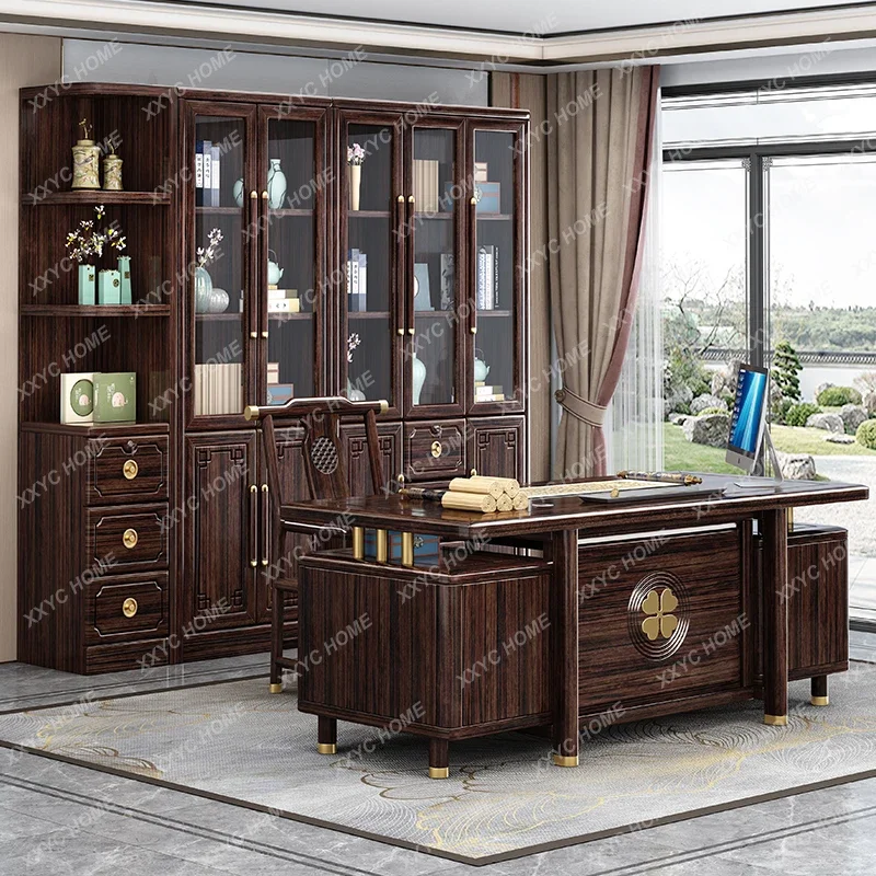 Solid wood desk home office boss table light luxury modern writing desk