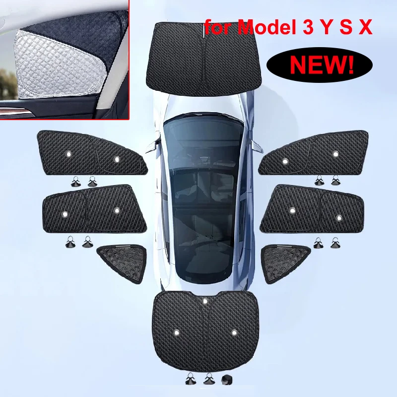 Tesla Model 3 Y S X 2025-2020 2026 업그레이드 개인 정보 보호 차양 사이드 윈도우 Sun Shades 전면 후면 유리 블라인드 쉐이딩 야외 캠핑