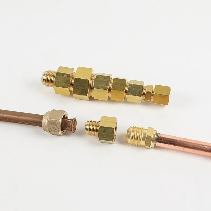 1pc Air Conditioning Copper Tube Female-Male sae Flare Thread Tube Adapter 1/4 3/8 1/2 5/8 3/4 Reducer Joint Brass Pipe fitting