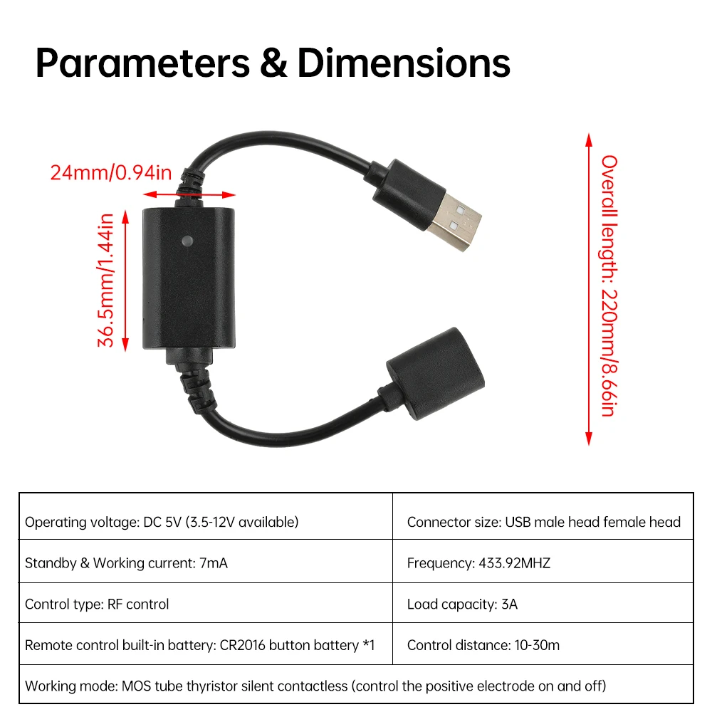 DC 5V Wireless Remote Switch Kit 433Mhz Wireless RF Remote Switch USB Interface Multi-function Wireless Switch Remote Switch