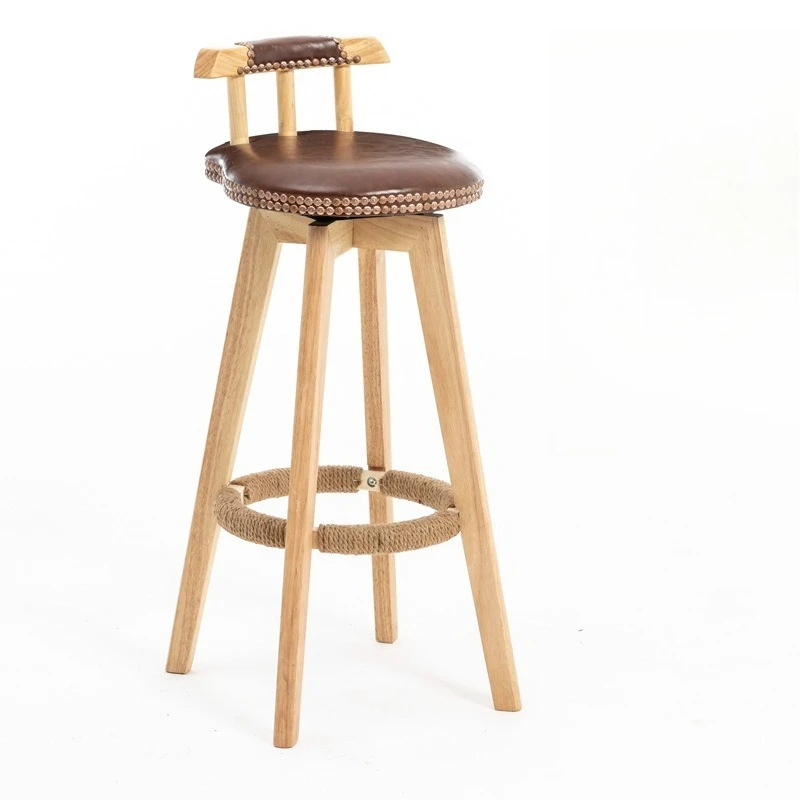 Simple log bar chair high stool bar stool solid wood stool bar cafe reception