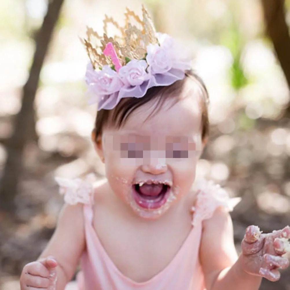 

Crown Headband Baby Girl First Birthday Elegant Girls Hair Accessories Lace Hair Accessories Kids Tiara Photoshoot Decor