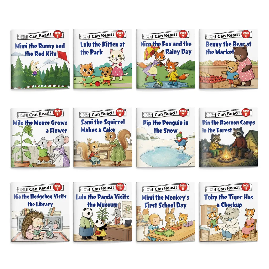 Kid Can Read! Early Reader 12‑Book Set Featuring Friendly Animals, Easy Vocabulary, Simple Sentences, Early Phonics Skills