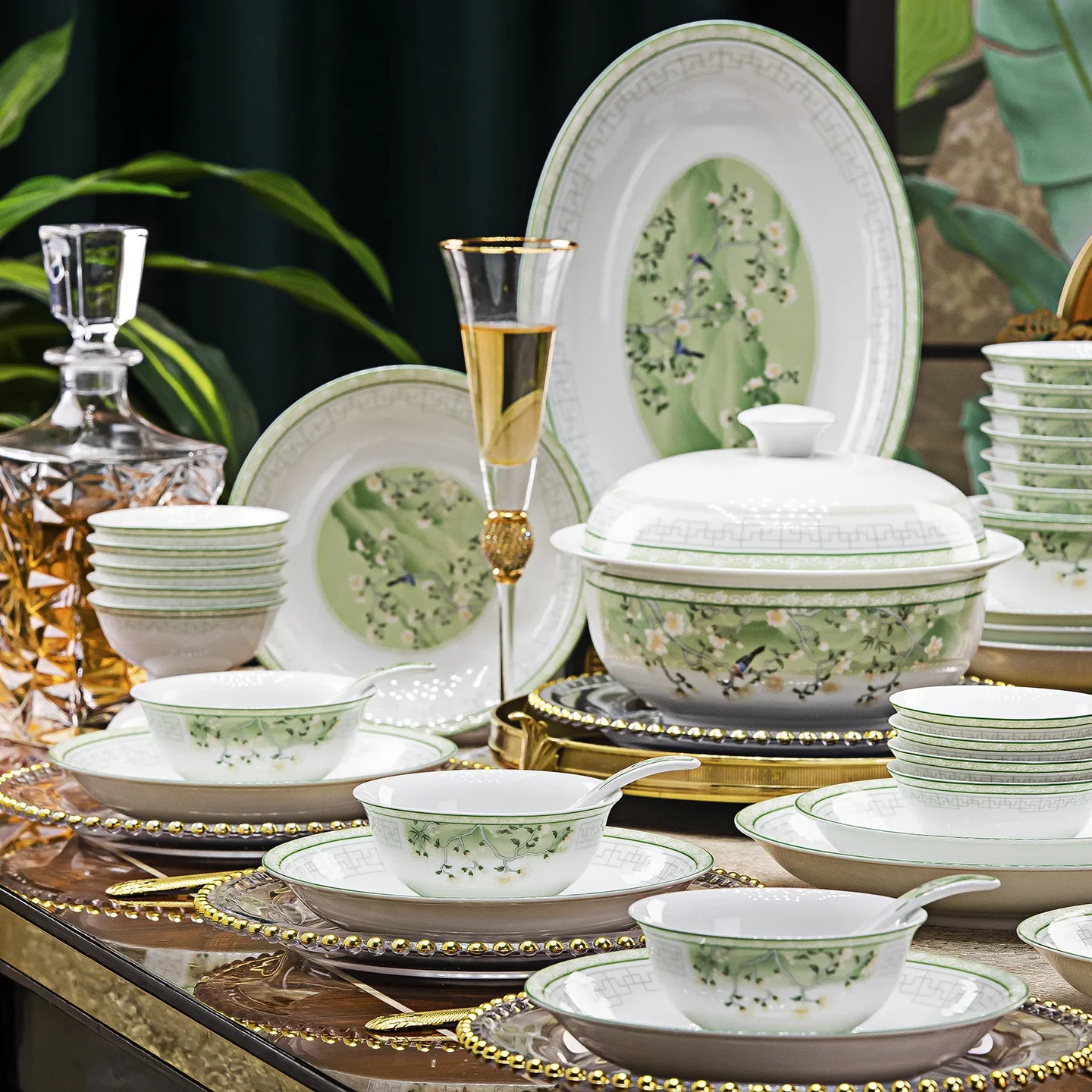 DSA underglaze ceramic tableware set, new dishes, Chinese dishes, household wedding housewarming business gifts