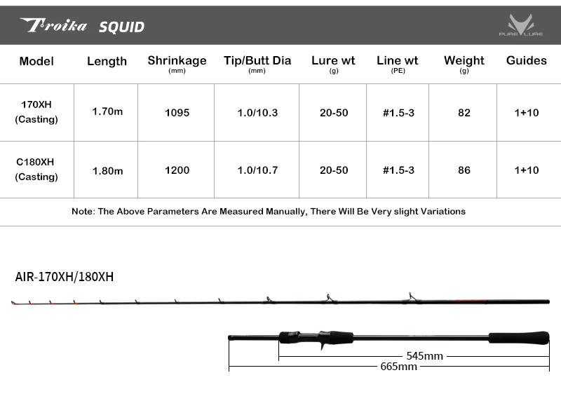 PURELURE Tripod AIR IIDAKO Tintenfisch-Angelrute 150m/160m M/MH Titan-Spitze Casting-Rute für Bootsangeln mit Netzdesign – Detail 3