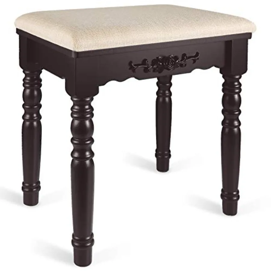 

Oak Wood Vanity Stool Modern Makeup Dressing Stool with Concave Seat Surface Capacity 300lb Easy Assembly