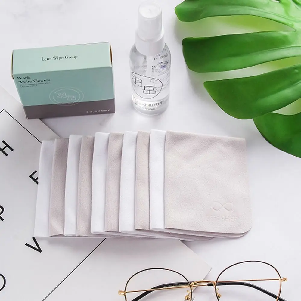 10Pcs Letter Glasses Cleaner Cloth Solid Color Soft Lens Cleaner Cloth Glasses Clean Microfiber Sunglasses Cleaning Wipes Camera