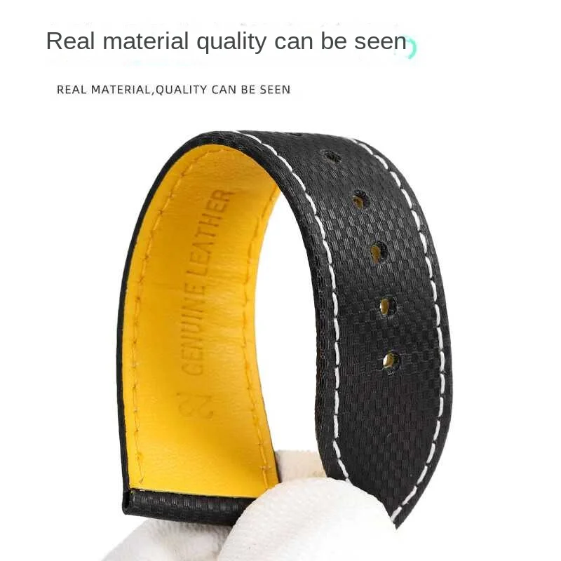 Dla Breitling Avenger Blackbird pasek do zegarka B01 Super Ocean żółty skórzany pasek do zegarka męski składana klamra ze stali nierdzewnej 22mm