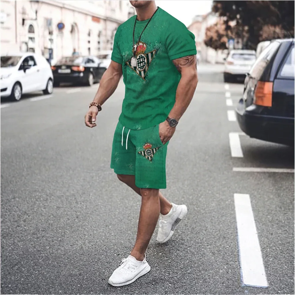 New 3D Printed Men Real Betis Casual Luxury T-Shirt Shorts Set Tracksuit Male 2 Pieces Fashion Outfit Man Clothing Jogging Suit