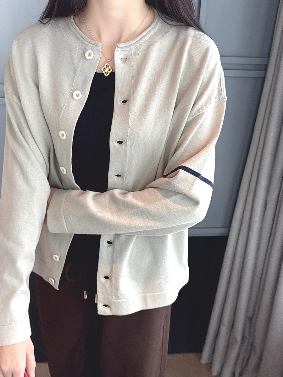 

Loose Knitted Cotton Open Cardigan Refined Woven Lazy Daily Turn Collar Oversize Knitwear Autumn Outerwear for Women