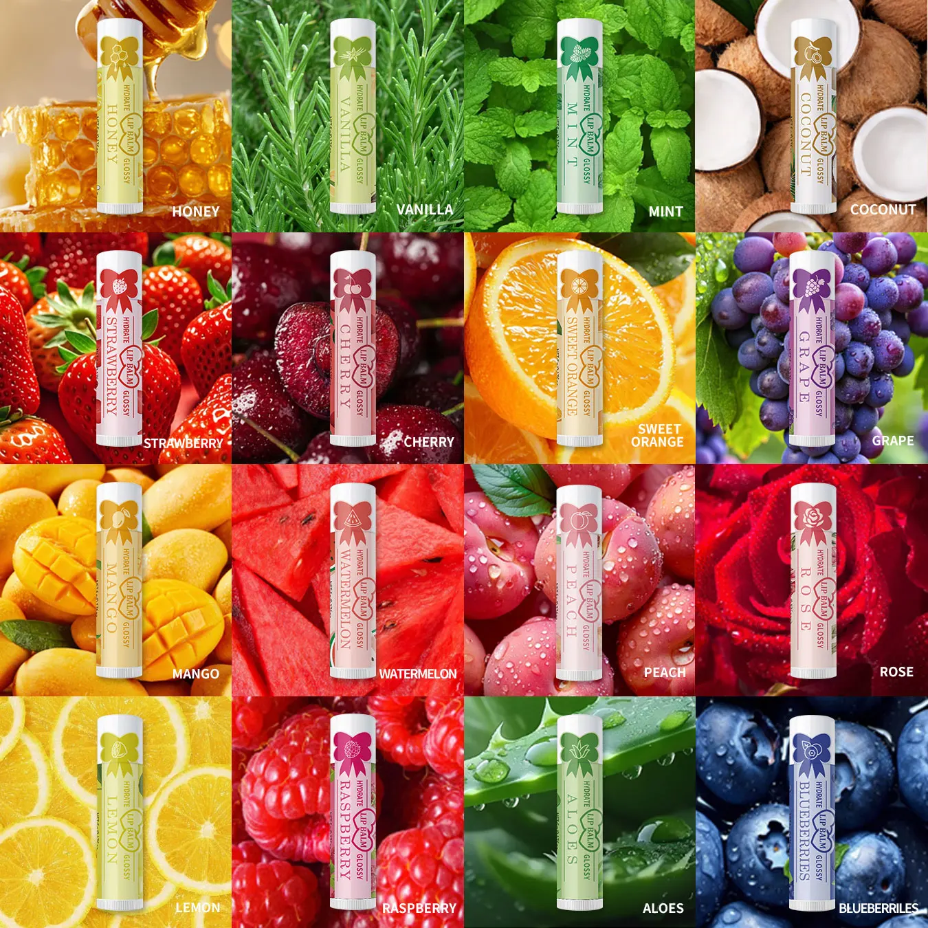 240PCS 16 Fruit lipstick Gift Set - Long lasting moisturizing, brightening lips, suitable for all skin types