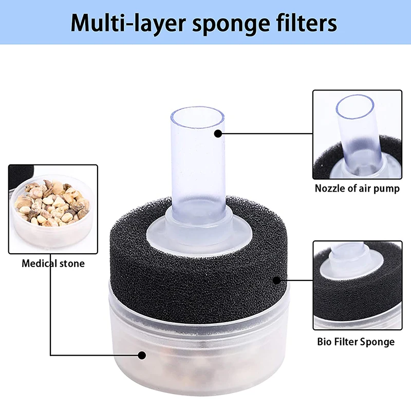 4 Pack Air Driven Bio Filter Sponge Aquarium Filter, Aqua Flow Sponge, Air Pump Driven, For Breeding Fish Shrimp Tank